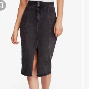 We the free gray washed pencil jean skirt 27 stretch small